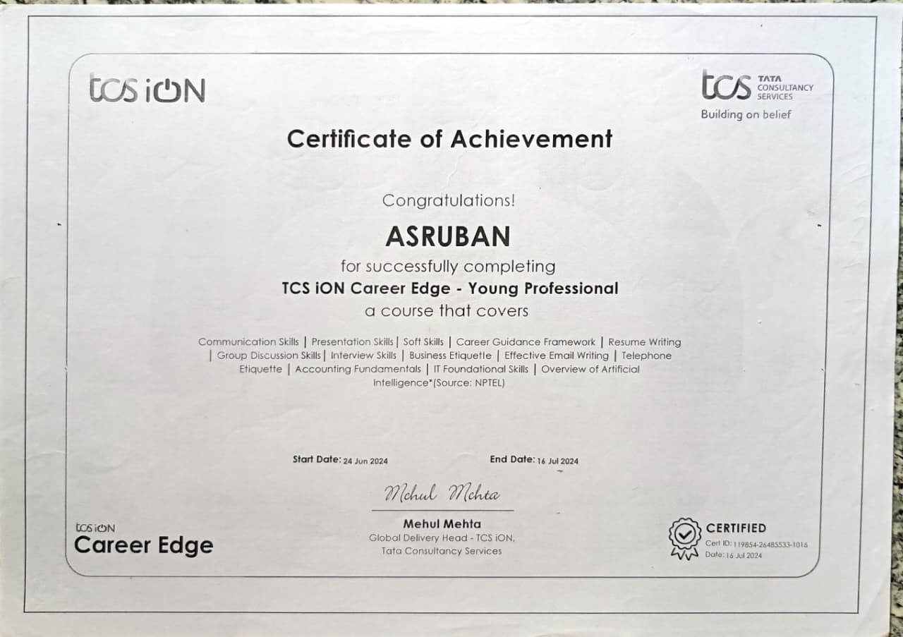 TCS iON Certificate